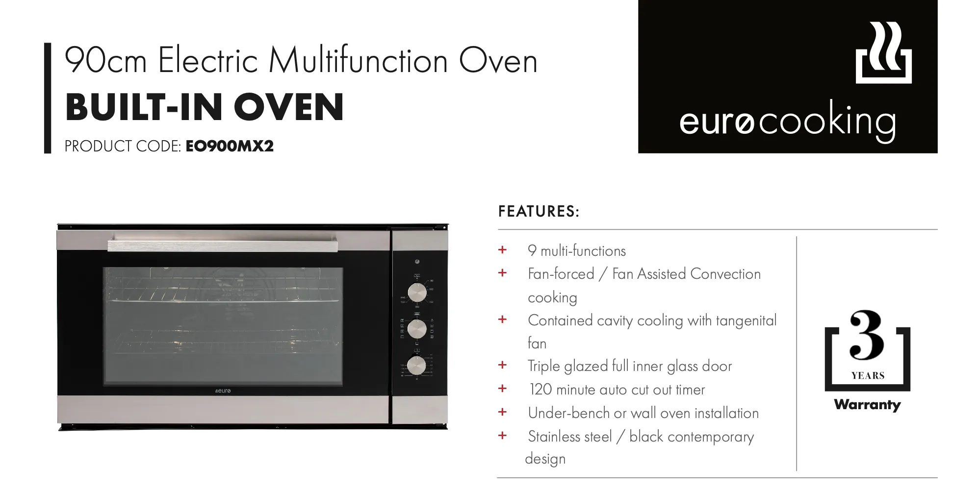 Euro Appliances EO900MX2 90cm Electric Multi-Function Oven