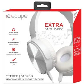 EXTRA BASS OVER-THE-EAR FOLDABLE STEREO HEADPHONES, WHITE