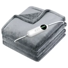 Flannel Heated Throw: 10 Heat Settings, Auto Off, Washable - Home & Office Usage (59x51in)