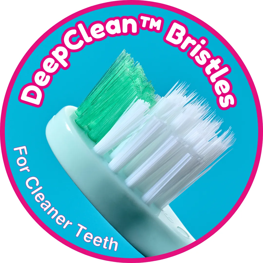 FlossBrush™ Baby Bristles Toothbrush (0-3 Years) Double Pack Pink & Teal With Applemint Baby Toothpaste