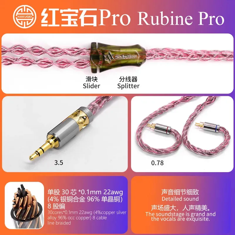 HAKUGEI Rubine Pro Cotton Mixed Litz 6N OCC Copper Upgrade Earphone Cable