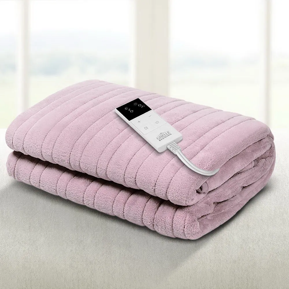 Heated Electric Throw Rug Fleece Sunggle Blanket Washable Pink