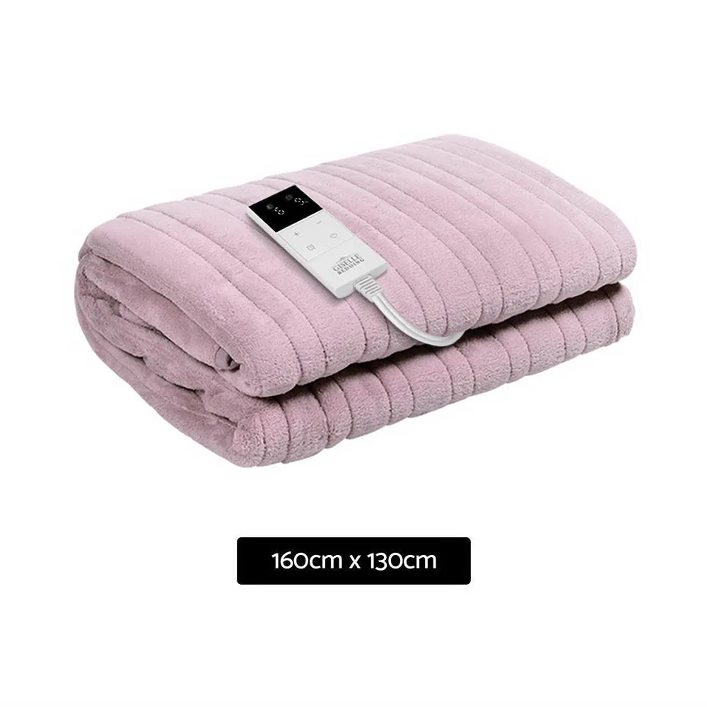 Heated Electric Throw Rug Fleece Sunggle Blanket Washable Pink