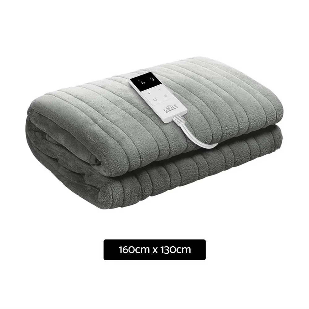 Heated Electric Throw Rug Fleece Sunggle Blanket Washable Silver