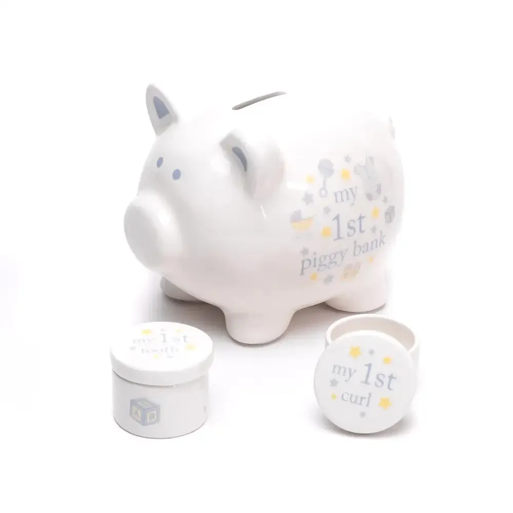 Hello Baby Piggy Bank Set Baby Boy