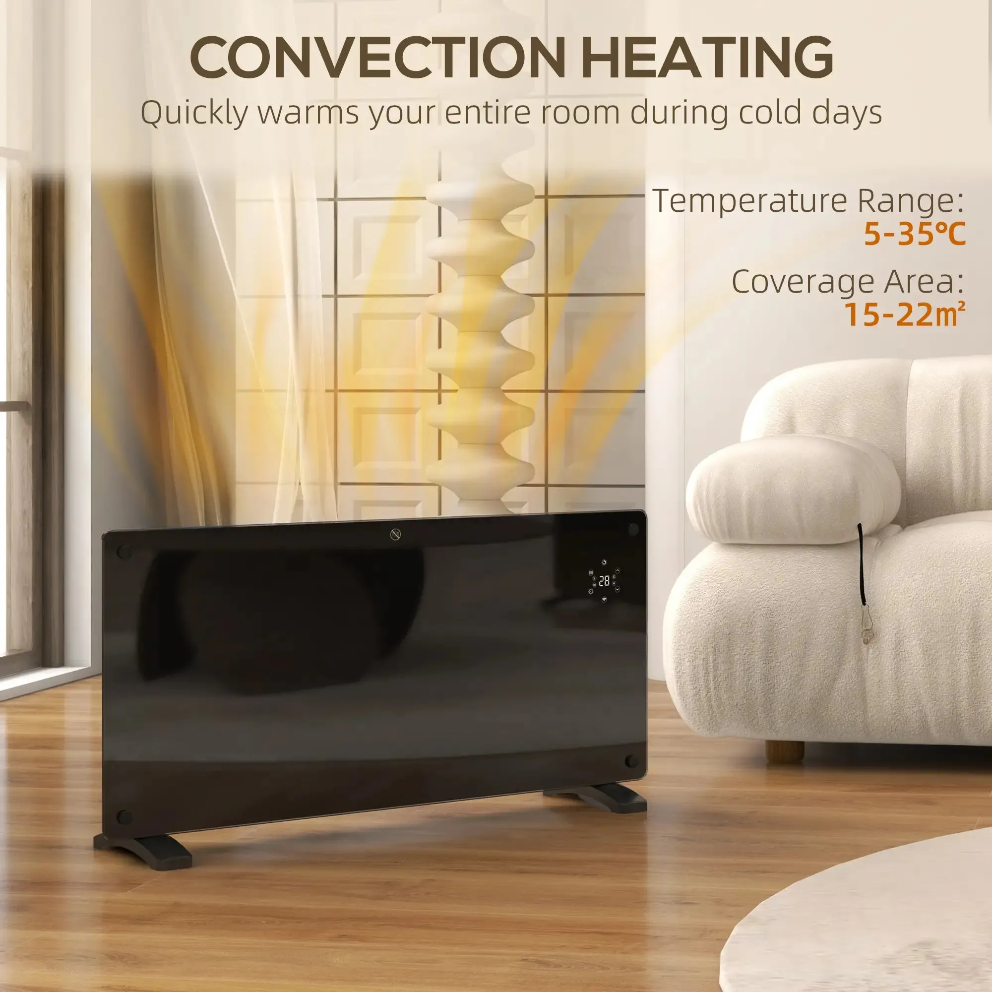 Homcom 2kW Convector Electric Heater with WIFI Smart App