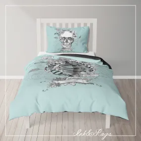 IN STOCK SAMPLE Ice Blue Skull and Torso - Twin Duvet Cover