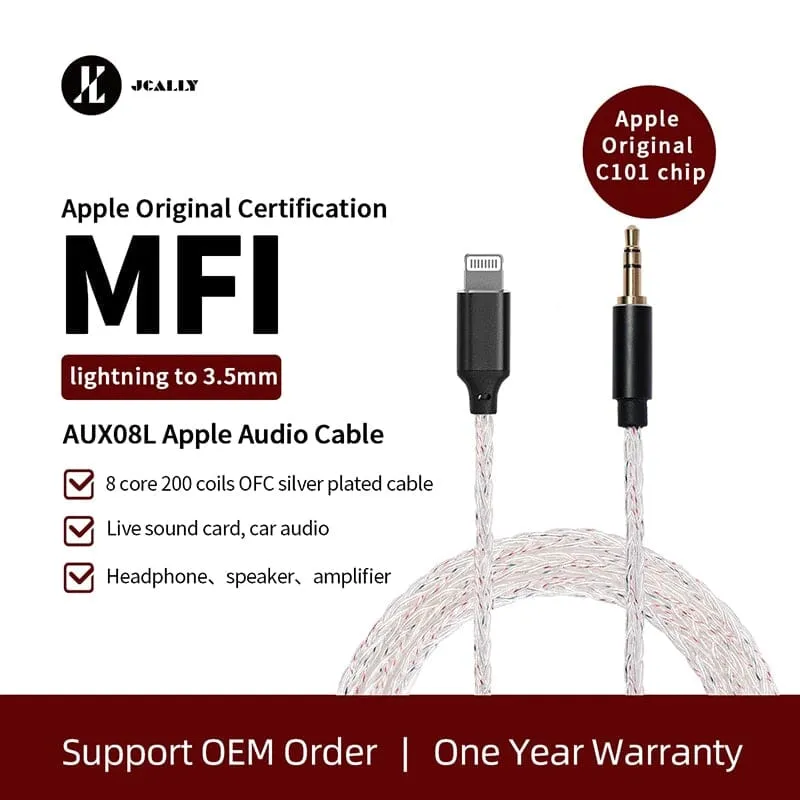 JCALLY AUX08L C101 Chip 8 Cores Lightning To 3.5mm Audio cable