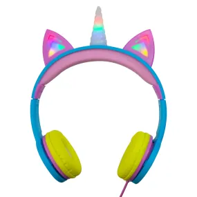 Kids SafeSounds Volume Limited LED Light Up Unicorn Over Ear Headphones for Children