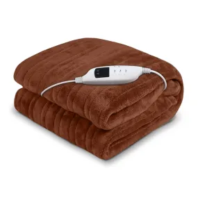 Laura Hill Heated Electric Blanket Fleece Throw (Brown)