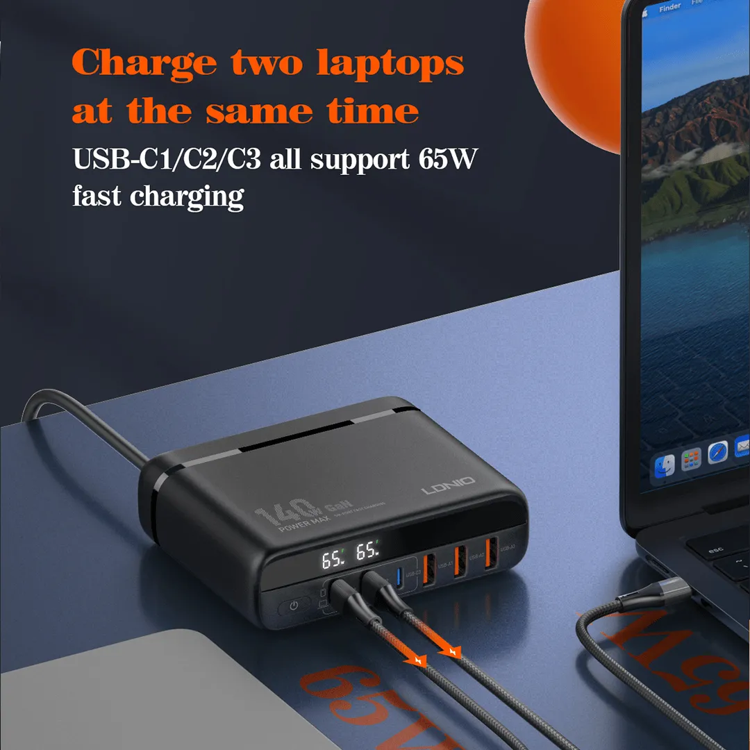 LDNIO 140W GaN Multi-Ports Super Fast Universal Desktop Charger