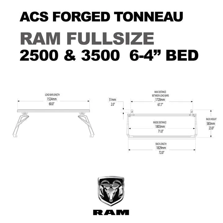 Leitner Designs ACS Forged Tonneau Rails Only For RAM