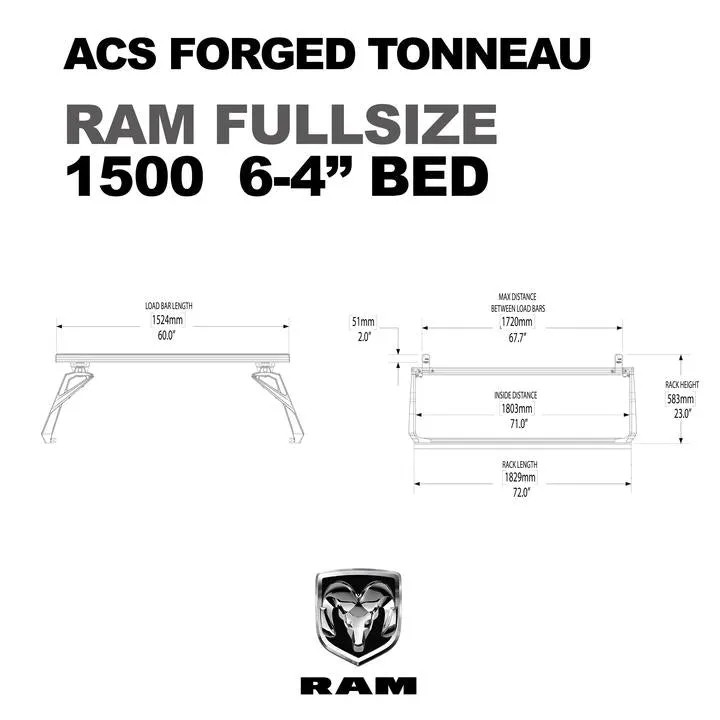 Leitner Designs ACS Forged Tonneau Rails Only For RAM