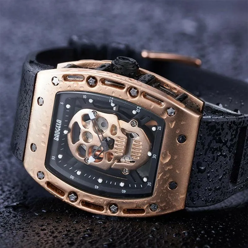 Luxury Pirate Hollow Silica Skeleton Wristwatch in Rose Gold