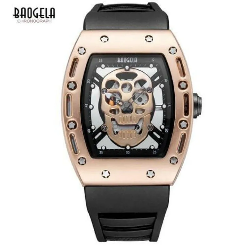 Luxury Pirate Hollow Silica Skeleton Wristwatch in Rose Gold