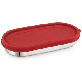 Magnus Easy Lock Oval Prime Container, Stainless Steel, Airtight & Leakproof Lid & Container, For School, Office Picnic, Ideal for Men,Women and Kids (Red,450ml)