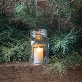 Mason Jar with Flickering Candle