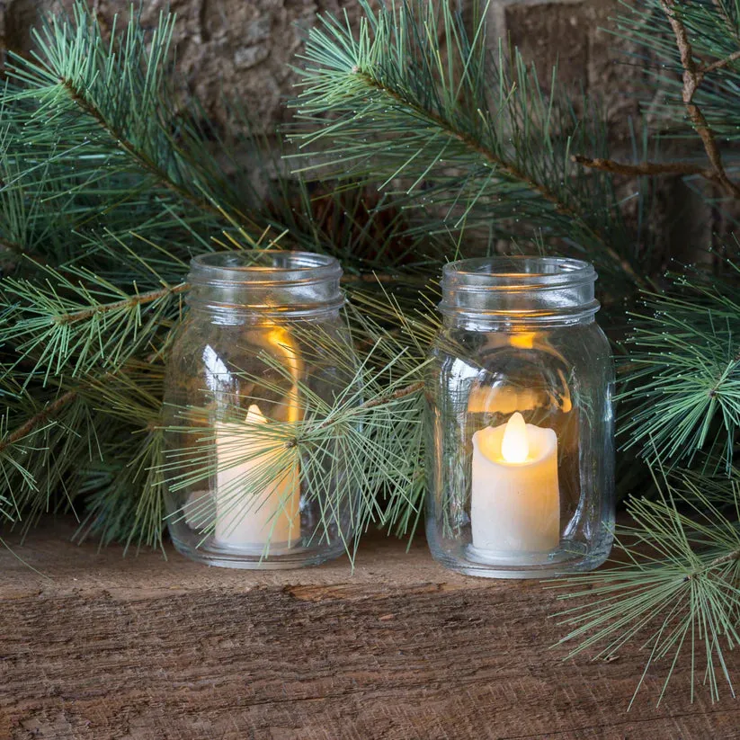 Mason Jar with Flickering Candle