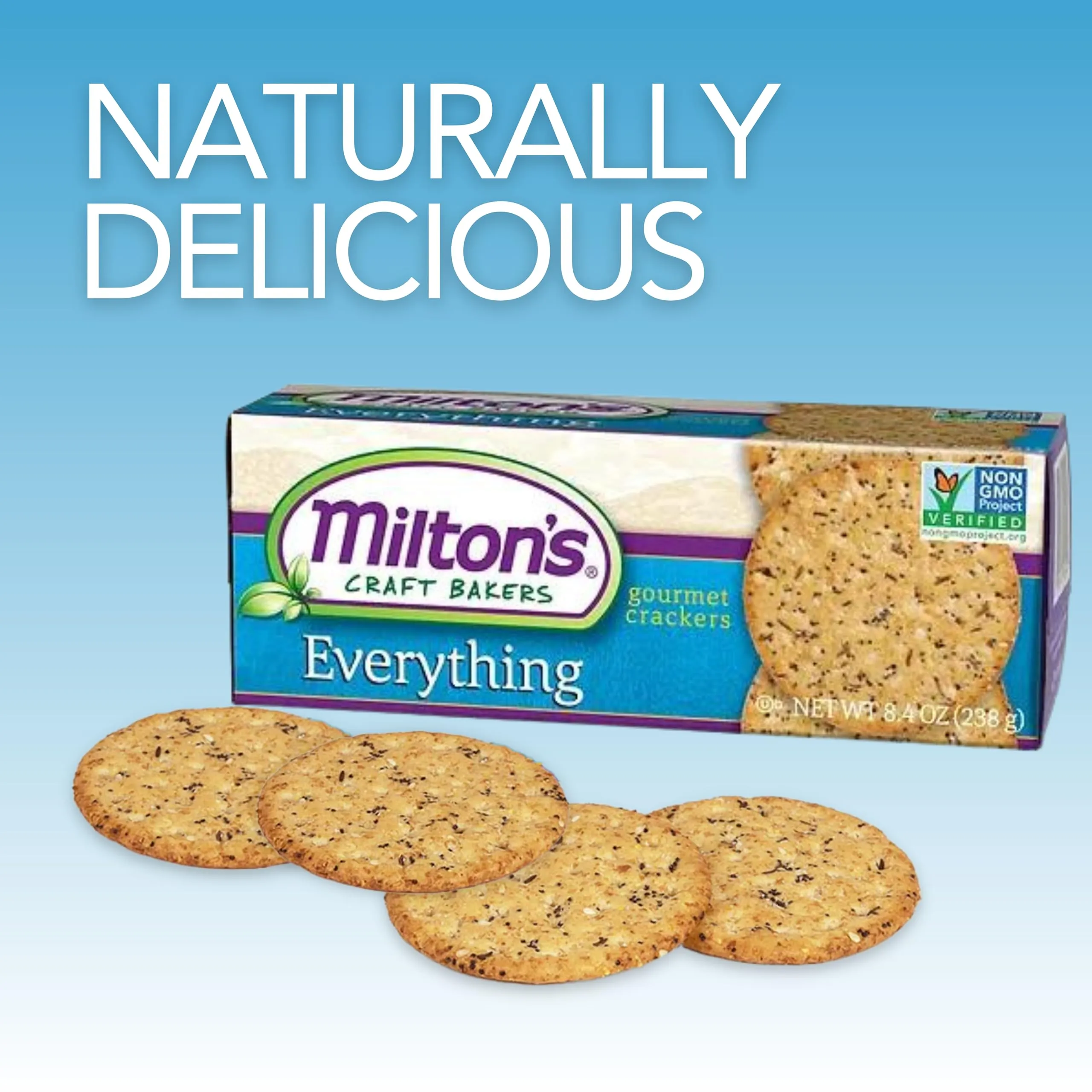 Milton's Everything Bagel Inspired Gourmet Crackers 8.4 Oz