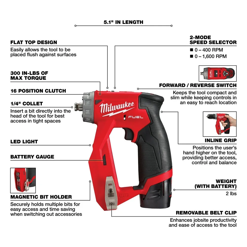 Milwaukee 2505-22RADG M12 FUEL 12V Installation Drill/Driver Kit w/ Die Grinder