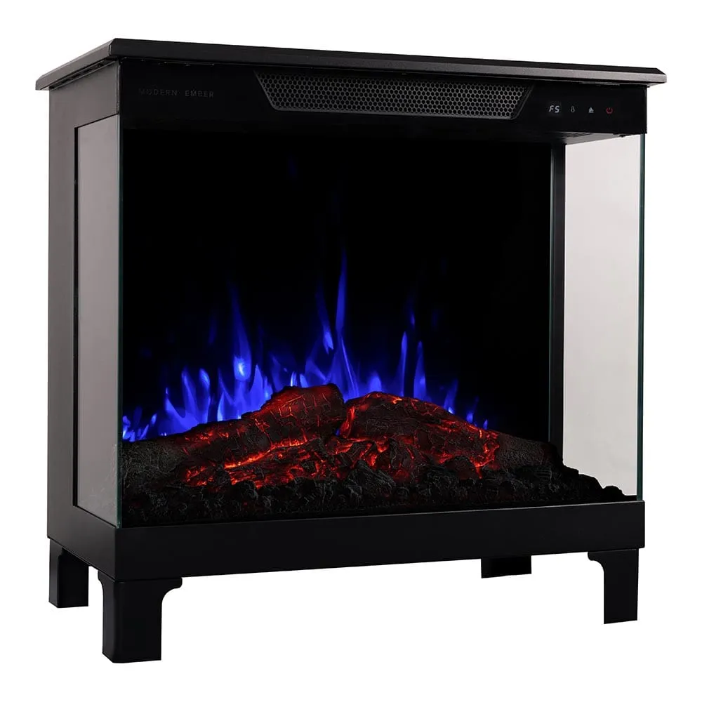 Modern Ember Smart 3-Sided Black Electric Fireplace Stove Heater