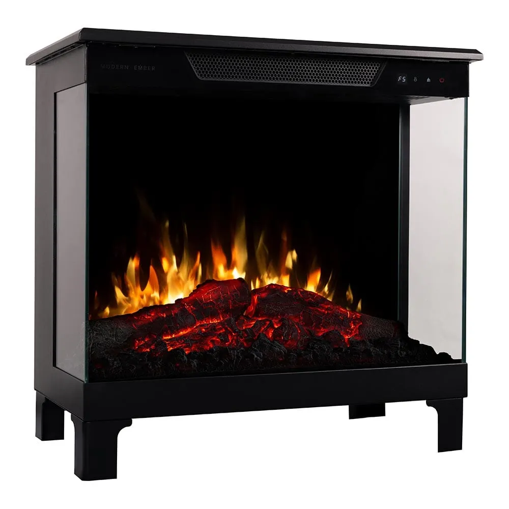 Modern Ember Smart 3-Sided Black Electric Fireplace Stove Heater