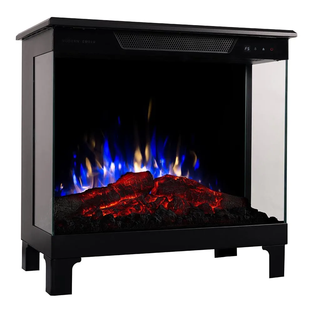 Modern Ember Smart 3-Sided Black Electric Fireplace Stove Heater