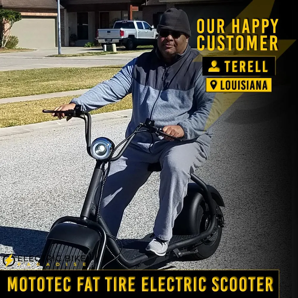 MotoTec Fat Tire 60v 18ah 2000w Lithium Electric Scooter Black