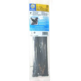 Napa 770-9227 Standard Duty Black Cable Ties 0.19 x 8" Long 6/6 Nylon 25 pk