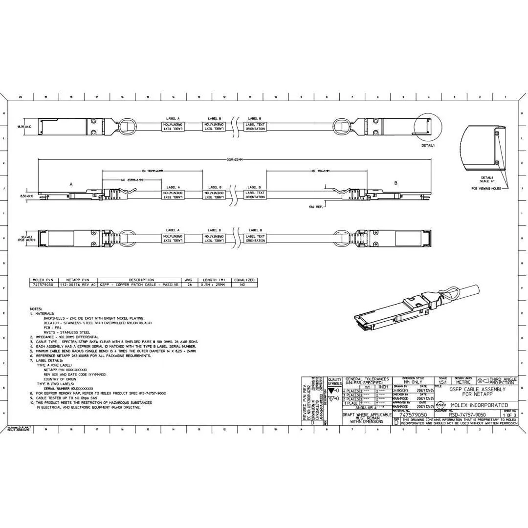 NetApp NO_FRU_Mellanox_MFS1S00-H030E_30m - 30m Data Cable with Plug QSFP56/QSFP56 | NO_FRU_Mellanox_MFS1S00-H030E_