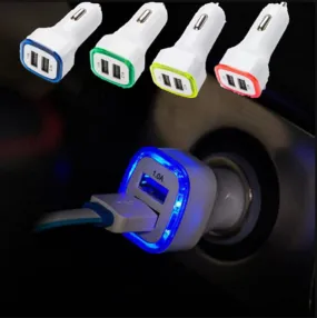 New Arrival 2.1A 1A Dual 2 USB Port LED Car Charger Adapter for Universal Smart Phone Tablet