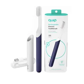 New - quip Rechargeable Sonic Plastic Electric Toothbrush with Timer and Travel Case/Mount - Midnight Blue