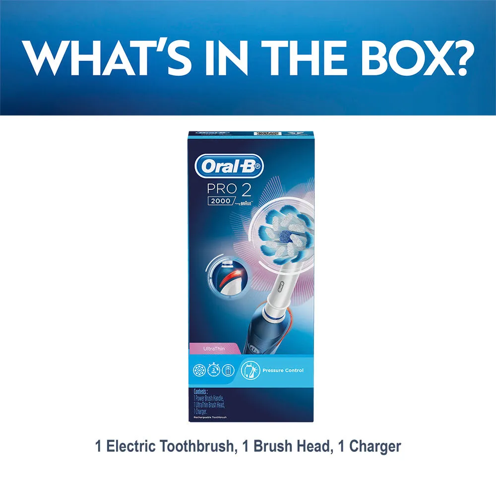 Oral B Pro 2 2000 Rechargeable Electric Toothbrush Round Oscillation Cleaning Pink Braun