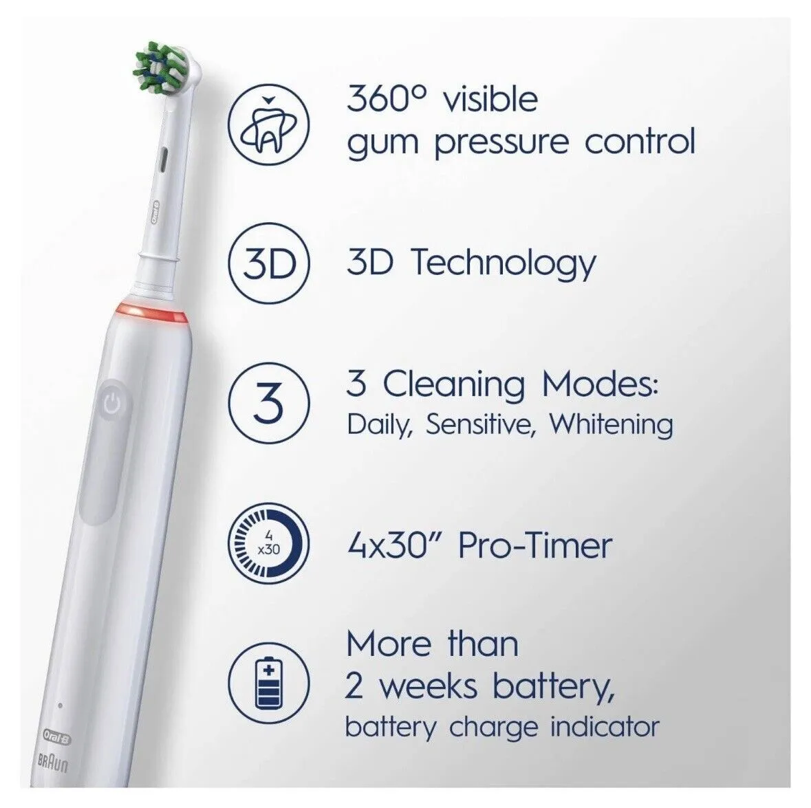 Oral B Pro 3 Cross Action White Electric Toothbrush