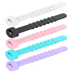 ORICO 5pcs Silicone Cable Ties with Adjustable Fastening Straps for Power Cords, Computer Wires, Data & Charging Cable Management & Storage Organizer | ORICO-SG-PH5