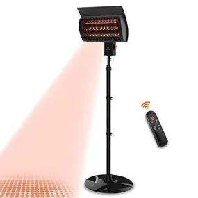 PATIOBOSS Electric Outdoor Patio Heater, Standing/Wall Mounted Infrared Space Heater 3 Power Modes with Remote Control and 12-Hour Timer Quiet Water-Resistant for Indoor/Outdoor Use Garage Porch