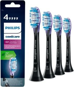 Philips Sonicare Original G3 Premium Gum Care Standard Sonic Toothbrush Heads - 4 Pack in Black (Model HX9054/33)