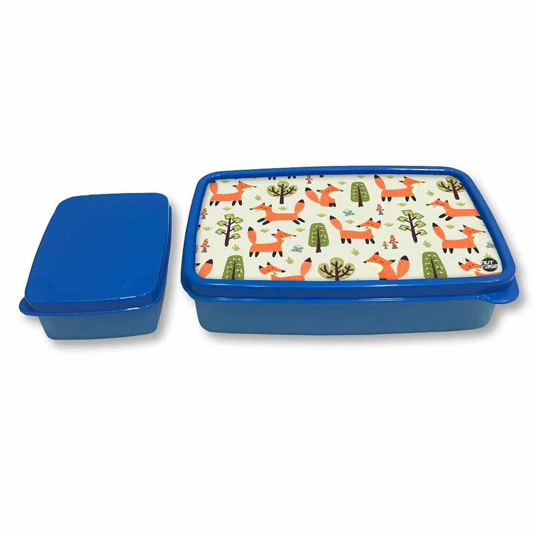 Plastic Designer Lunch Box for Kids School Boys - Fox and Tree