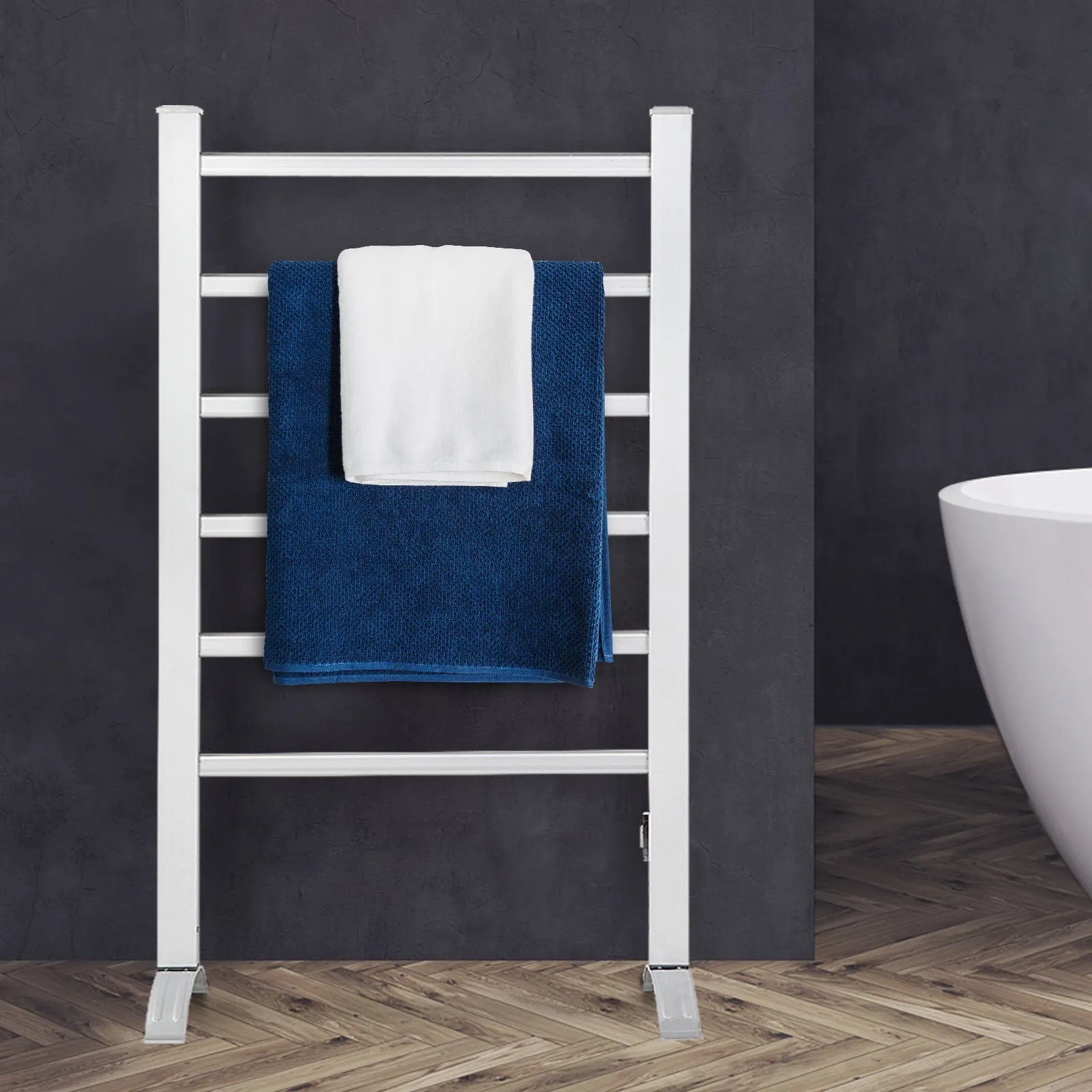 Portable 6-Bar Electric Heated Towel Rail with Timer - Devanti