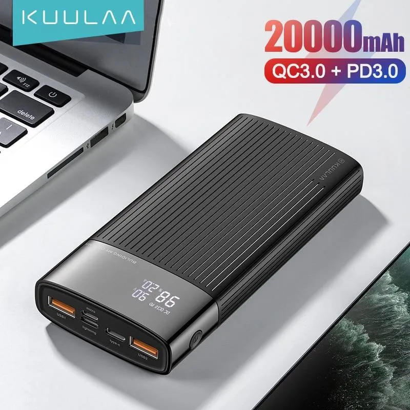 Portable Fast Wireless Power Bank 20000mAh QC PD 3.0  USB Charger