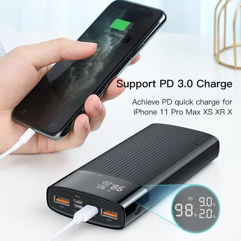 Portable Fast Wireless Power Bank 20000mAh QC PD 3.0  USB Charger