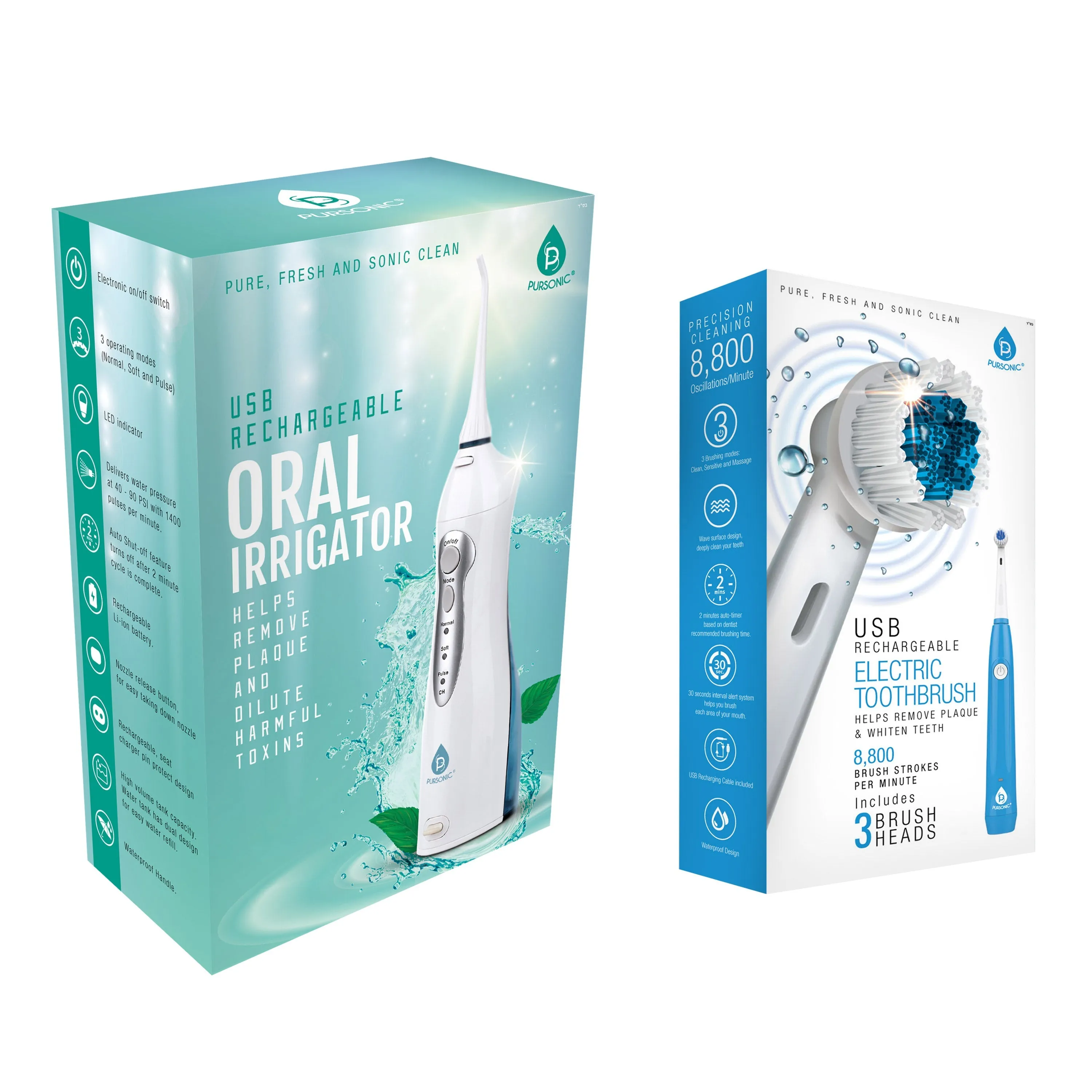 Pursonic USB Portable Electric Toothbrush & Oral Irrigator