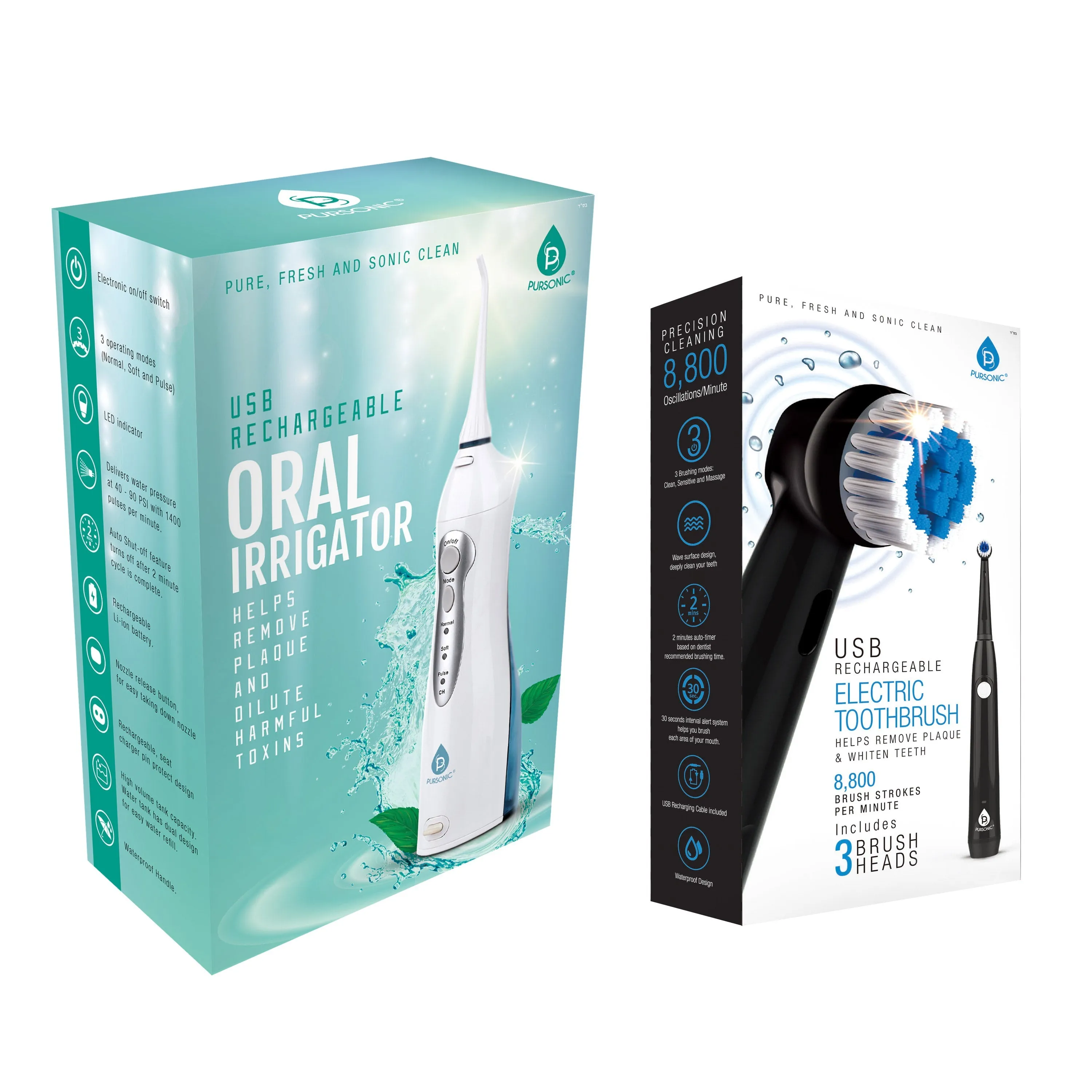 Pursonic USB Portable Electric Toothbrush & Oral Irrigator