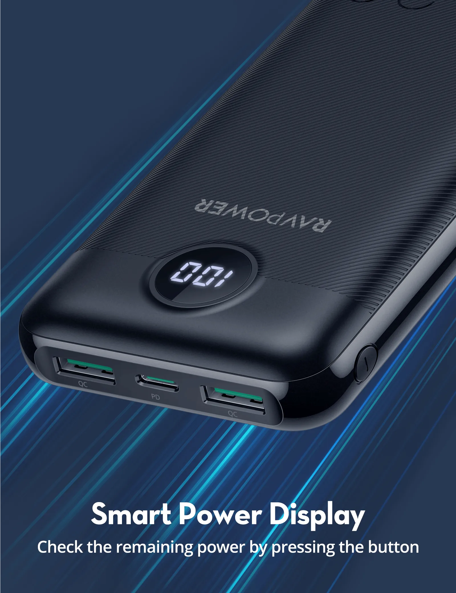 RAVPOWER 20000mAh 20W 3-Port Power Bank - PB1205