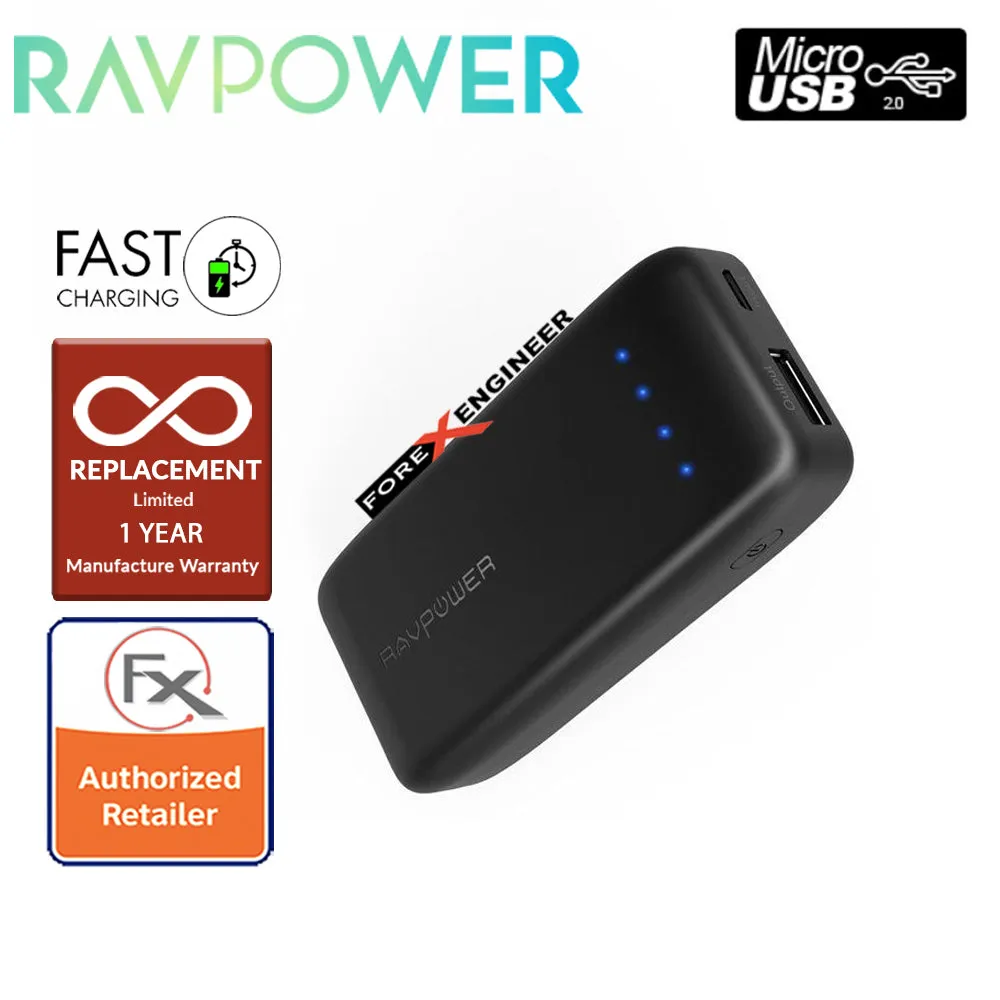 RavPower RP-PB060 Portable Charger 6700mAh - Candy bar Sized Pocket Power Bank - Black