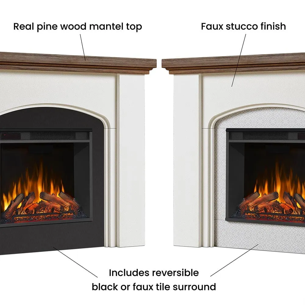 Real Flame Anika 49-in Electric Fireplace Mantel Package in White