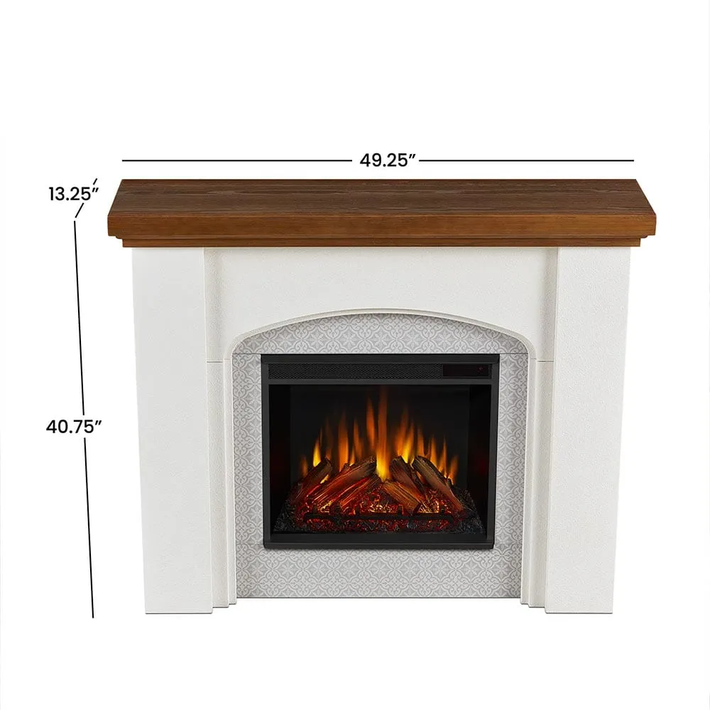 Real Flame Anika 49-in Electric Fireplace Mantel Package in White