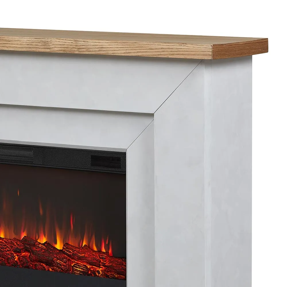 Real Flame Malie Landscape 67-in Fireplace Mantel Package in Venetian Gray