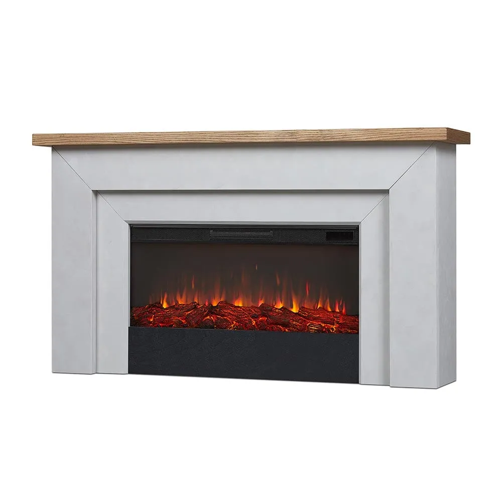 Real Flame Malie Landscape 67-in Fireplace Mantel Package in Venetian Gray