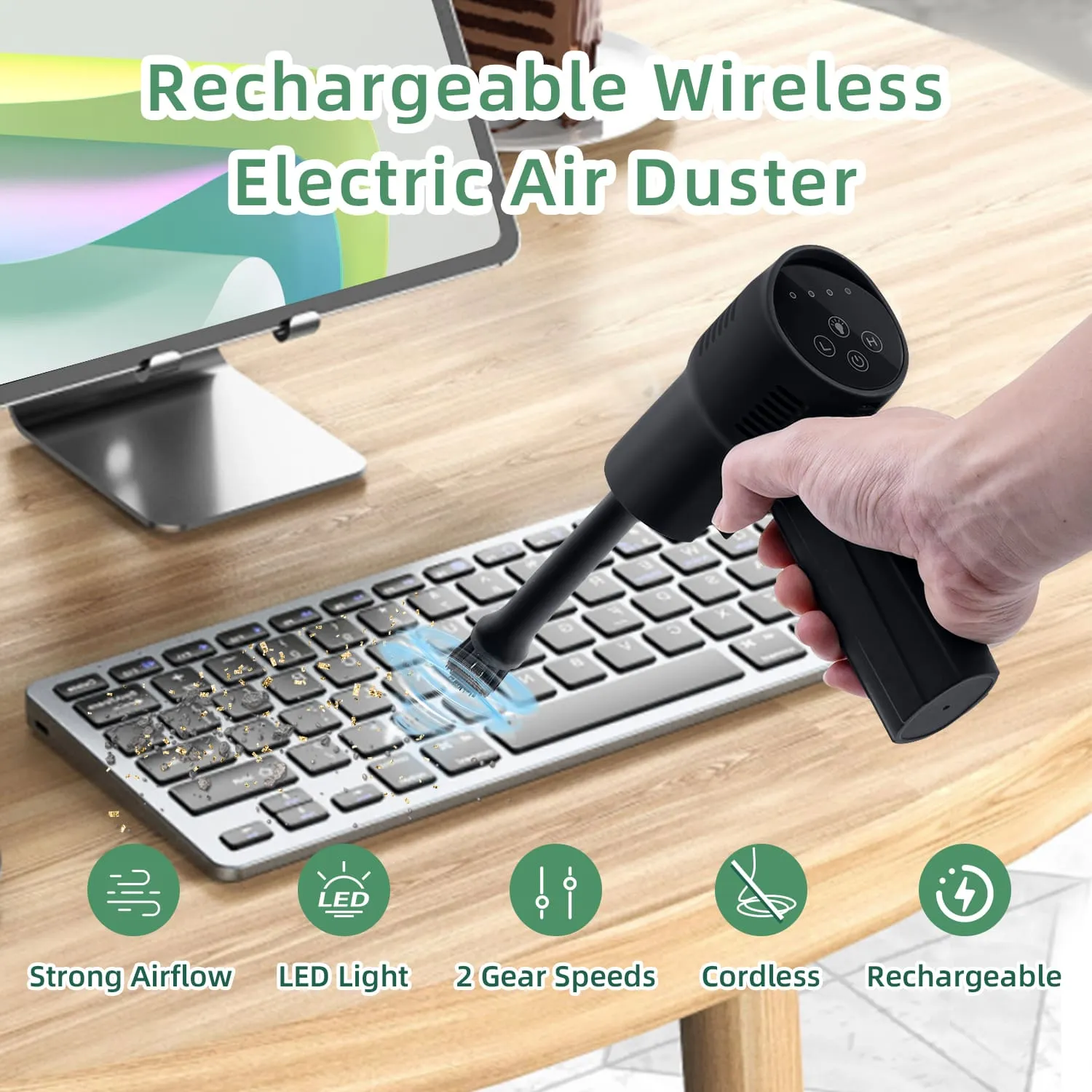 Rechargeable Wireless Electric Air Duster - Black (X7)